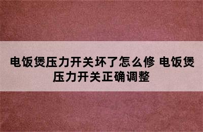 电饭煲压力开关坏了怎么修 电饭煲压力开关正确调整